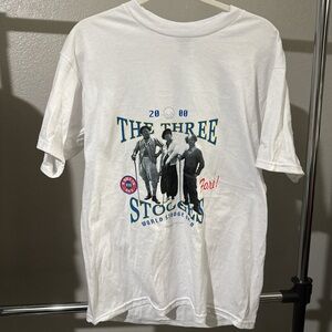 Vintage The Three Stooges Golf  White Graphic T-Shirt